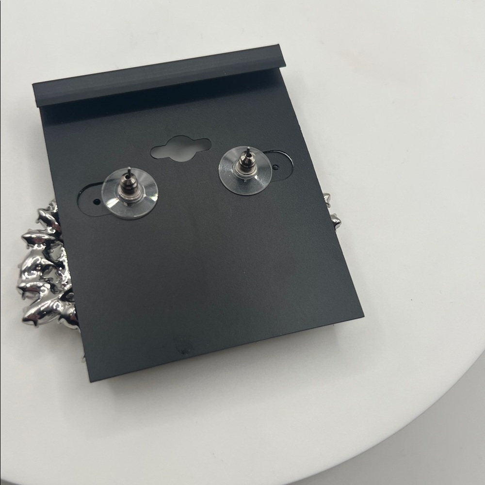 INC International Concepts Silver and Crystal Statement Earrings - Picture 3 of 3